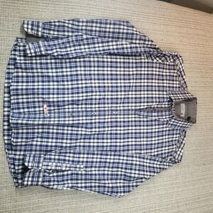 7 Diamonds Premium‎ Shirt Mens Medium Blue Plaid Long Sleeve Button Front Casual